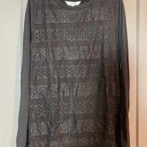 Womens Black Lace overlay Shirt Size Medium Company Ellen Tracy